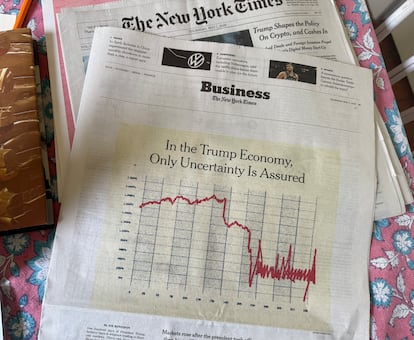 Okładka suplementu biznesowego „The New York Times” w ten czwartek z ilustracją na temat gospodarki Trumpa.