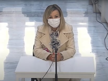 Ana María Cameno, en el banquillo de la Audiencia Nacional, el 29 de marzo de 2022.