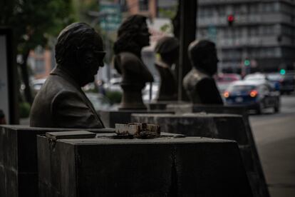 Esculturas de músicos mexicanos en la Plaza de los compositores, en Ciudad de México.