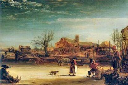 <i>Paisaje de invierno</i> (1646), ambos de Rembrandt.