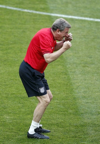 Roy Hodgson, durante el entrenamiento de Inglaterra