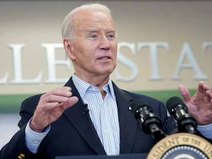 U.S. President Joe Biden speaks during his visit to the U.S.-Mexico border in Brownsville, Texas, U.S., February 29, 2024.