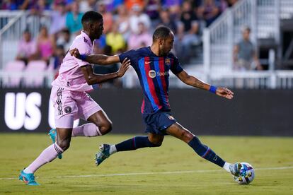 Aubameyang, antes de marcar su gol al Inter Miami.