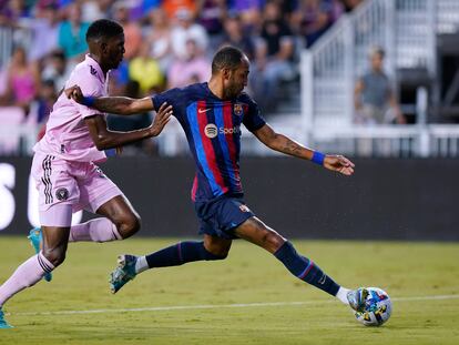 Aubameyang, antes de marcar su gol al Inter Miami.