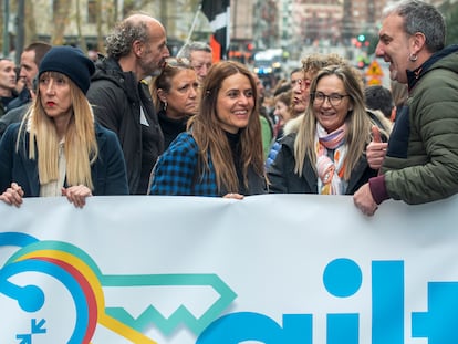 La actriz Itziar Ituño, en la manifestación convocada por la organización de apoyo a los presos de ETA Sare, el 13 de enero en Bilbao.