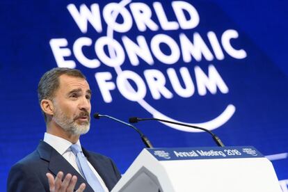 El Rey, durante su discurso en Davos.