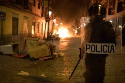 Rioting in Lavapiés last March.