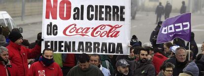 Manifestaci&oacute;n de los trabajadores de Coca-Cola en enero en Fuenlabrada.