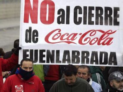 Manifestaci&oacute;n de los trabajadores de Coca-Cola en enero en Fuenlabrada.