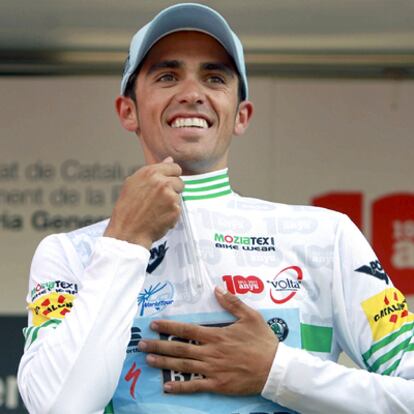 Contador, esta mañana en el podio