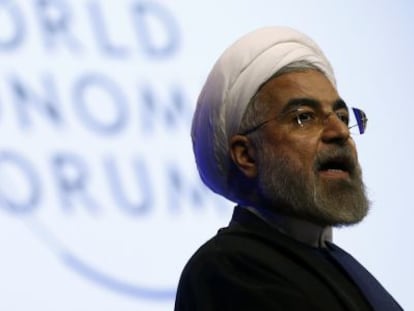 O presidente do Irã, Hasan Rohaní, em Davos.