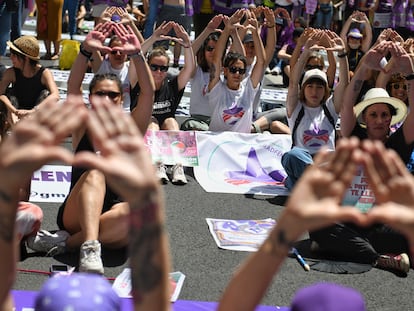 Un momento de la manifestación celebrada en Madrid el 28 de mayo para reclamar la abolición de la prostitución.