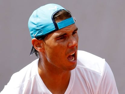 Nadal, durante un entrenamiento en Roland Garros.