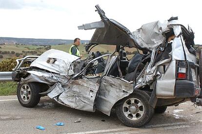 Estado en el que quedó el vehículo todoterreno tras el accidente.