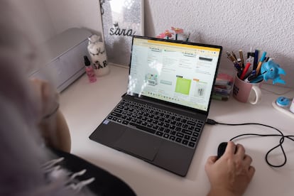 Una persona realiza compras 'online' desde su ordenador, en Madrid.