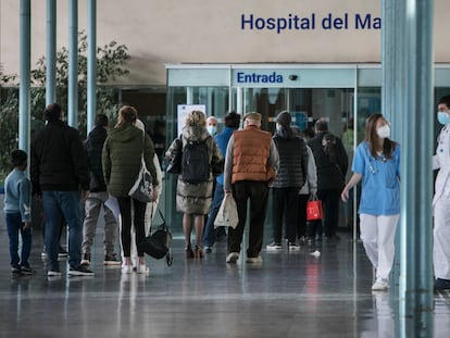 Punto de acceso para pacientes y familiares del Hospital del Mar de Barcelona.