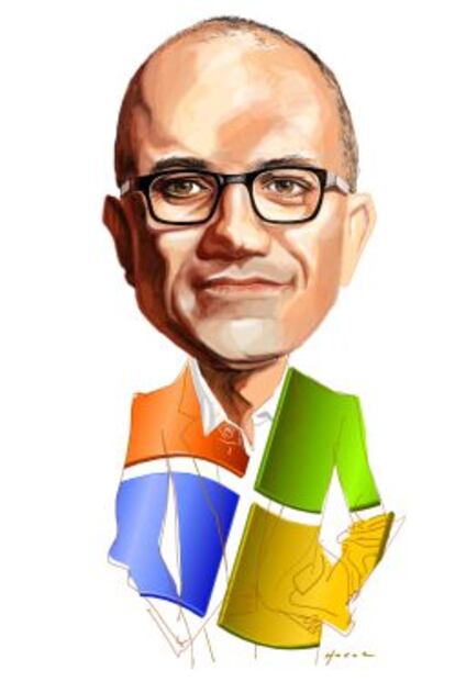 Caricatura de Satya Nadella