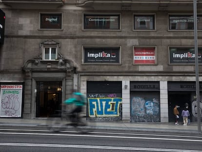 Locales cerrados en septiembre de 2020 en la Gran Vía de Madrid.