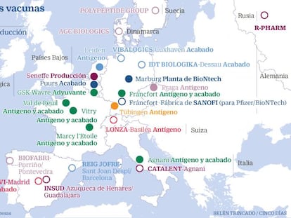 Cuatro plantas españolas, afectadas por el bloqueo de Bruselas a las exportaciones de vacunas