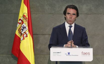 Jos&eacute; Mar&iacute;a Aznar, en un acto copatrocinado por FAES, en mayo pasado.