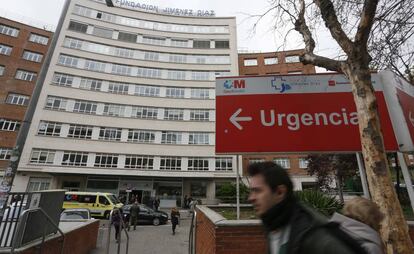 Fundación Jiménez Díaz, donde está ingresada una de las infectadas.