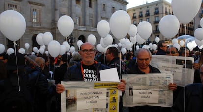 Manifestació a Barcelona per un habitatge digne.