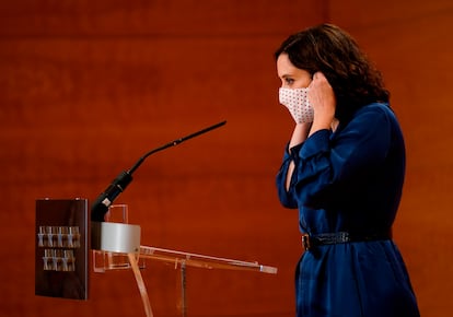 Madrid Premier Isabel Díaz Ayuso during her appearance on Thursday. 