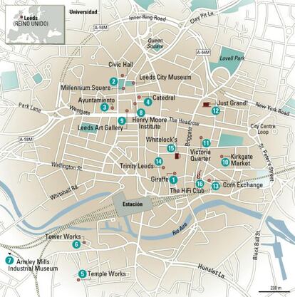 Mapa de Leeds (Reino Unido).