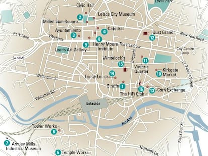 Mapa de Leeds (Reino Unido).