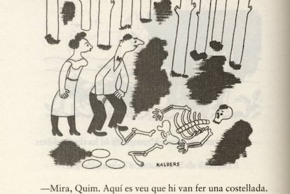 Dibuix de Calders a 'L'Esquella de la Torratxa' del 23 de juliol de 1937, amb una referència tàcita a les accions de la FAI a la carretera de la Rabassada.