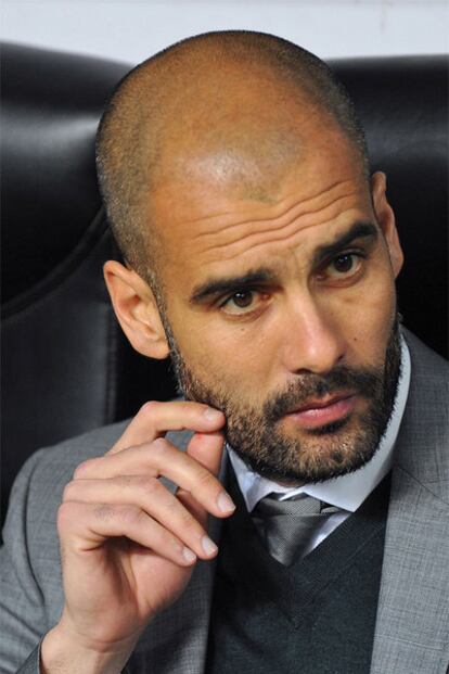 Guardiola, durante el partido de ida en Milán.