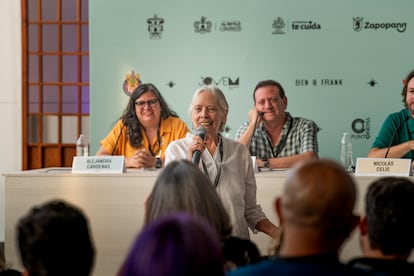 Alejandra Cárdenas durante la Conferencia Federación Mexicana de Productores de Cine en Guadalajara, el sábado 7 de junio de 2025.