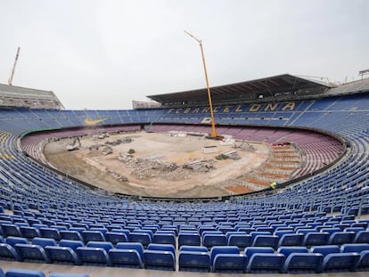 Las obras en el Spotify Camp Nou en el marco del 'Espai Barça'.