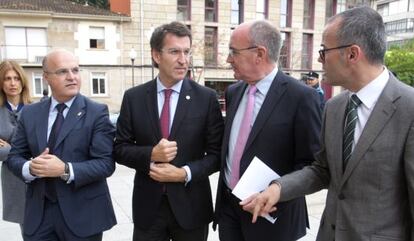 Jos&eacute; Manuel Baltar, N&uacute;&ntilde;ez Feij&oacute;o, Jim&eacute;nez Mor&aacute;n y Jes&uacute;s V&aacute;zquez, en un acto en Ourense.