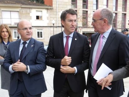 Jos&eacute; Manuel Baltar, N&uacute;&ntilde;ez Feij&oacute;o, Jim&eacute;nez Mor&aacute;n y Jes&uacute;s V&aacute;zquez, en un acto en Ourense.