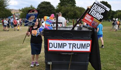 Protestas contra Trump durante su visita en Escocia el 14 de julio de 2018.