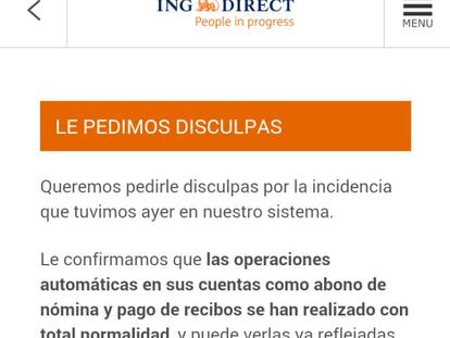 ING Direct vuelve a la normalidad tras la caída de su sistema