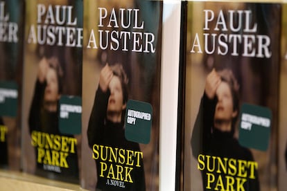 The novel 'Sunset Park' by Paul Auster on display at the Barnes & Noble bookstore in Union Square, New York on November 17, 2010. 