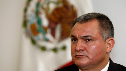 Genaro García Luna durante una conferencia de prensa en Ciudad de México, en octubre de 2010.