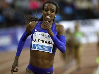 Dibaba, durante la prueba de Madrid.