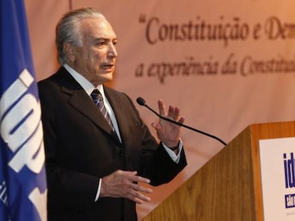 O vice-presidente Michel Temer durante evento em S&atilde;o Paulo.