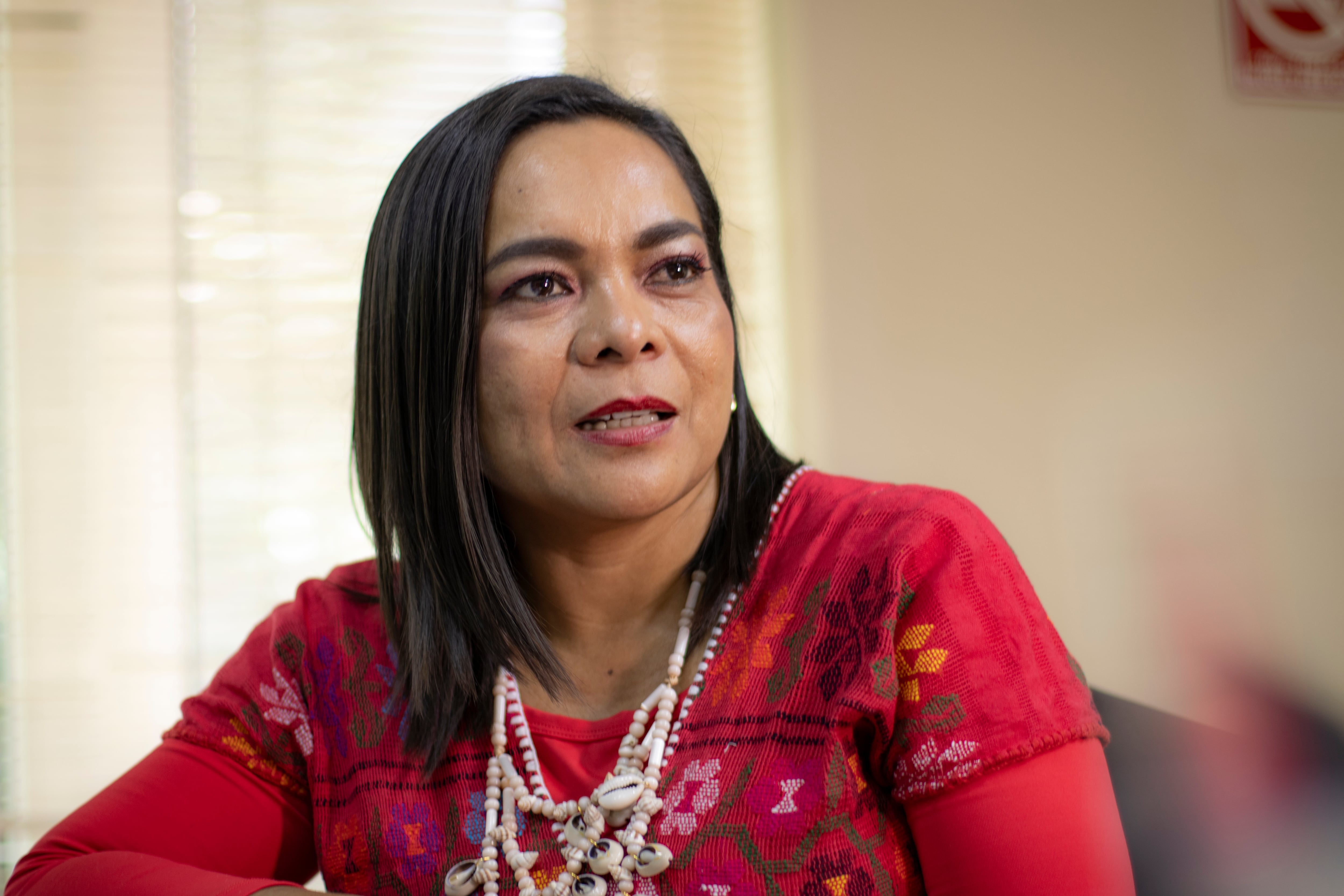 La senadora Beatriz Mojica durante una entrevista en Ciudad de México.