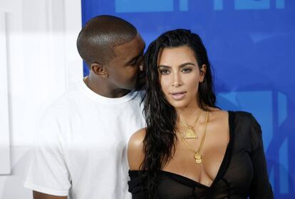 Kanye West y Kim Kardashian en los MTV Video Music Awards 2016.