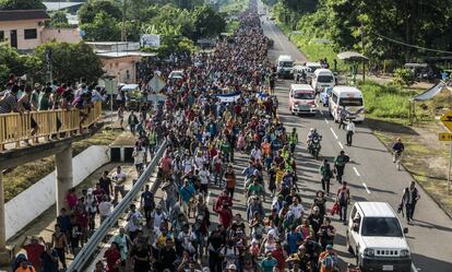 Caravana de migrantes centroamericanos el 21 de octubre de 2018.