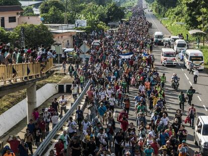 Caravana de migrantes centroamericanos el 21 de octubre de 2018.