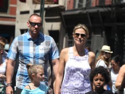 Heidi Klum, con el guardaespaldas Martin Kirsten y dos de sus hijos, en una imagen del 12 de agosto de 2012.