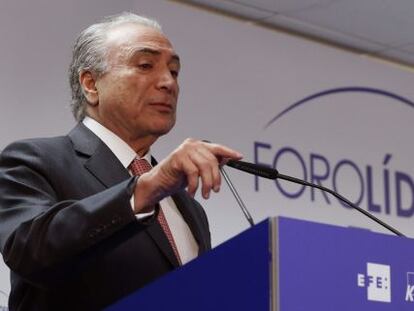 O vice-presidente do Brasil, Michel Temer, nesta quinta-feira em Madri.