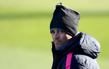 Luis Enrique, en el último entrenamiento del Barça.