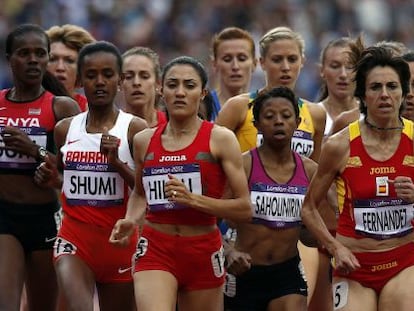 Nuria Fernández, en la segunda serie de los 1.500 metros femeninos.