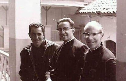 Father Alfonso Pedrajas (left), also known as Padre Pica, during his time as a teacher at San Calixto school in La Paz, Bolivia.